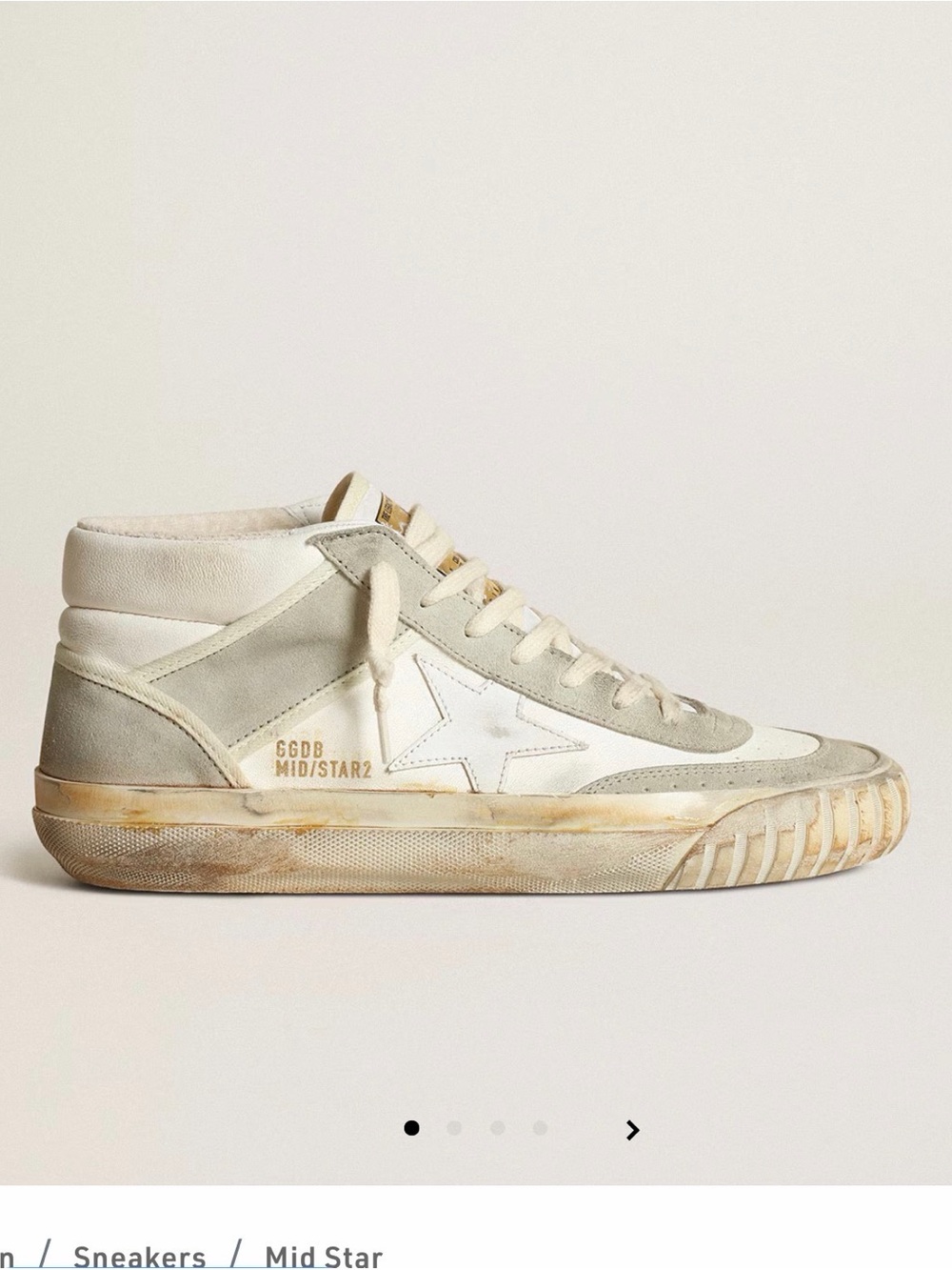 Golden Goose Mid Star High-Top Sneakers in Off-White and Light Beige